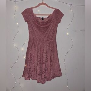 Windsor Dusty Pink off the shoulder skater dress